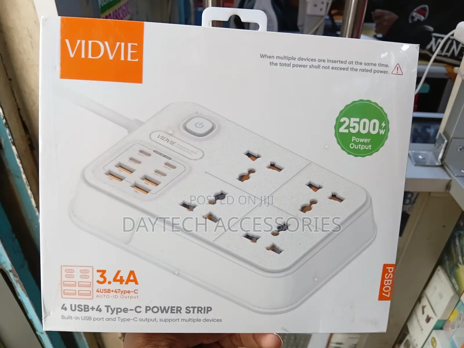 This Is a VIDVIE PSB07 4 USB + 4 Type-C Power Strip