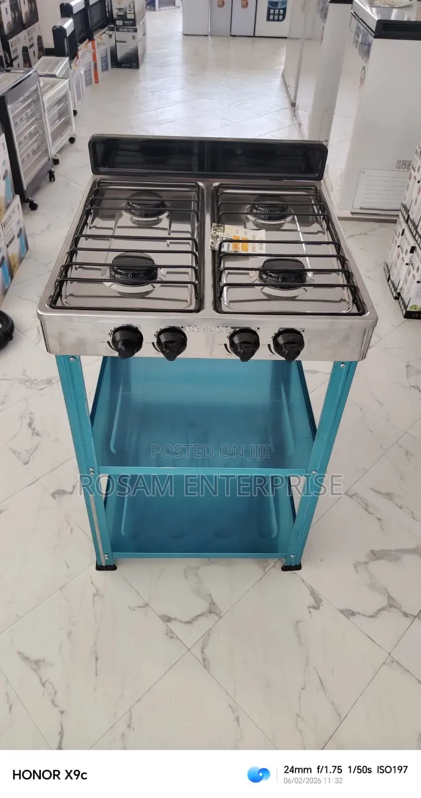 Rebune 4 Burner Gas Stove With Shelf