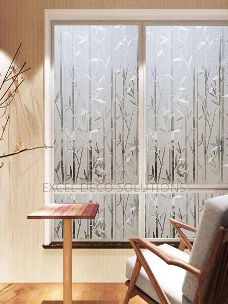 Bathroom Window Film | Elegant Frosted Bamboo Style