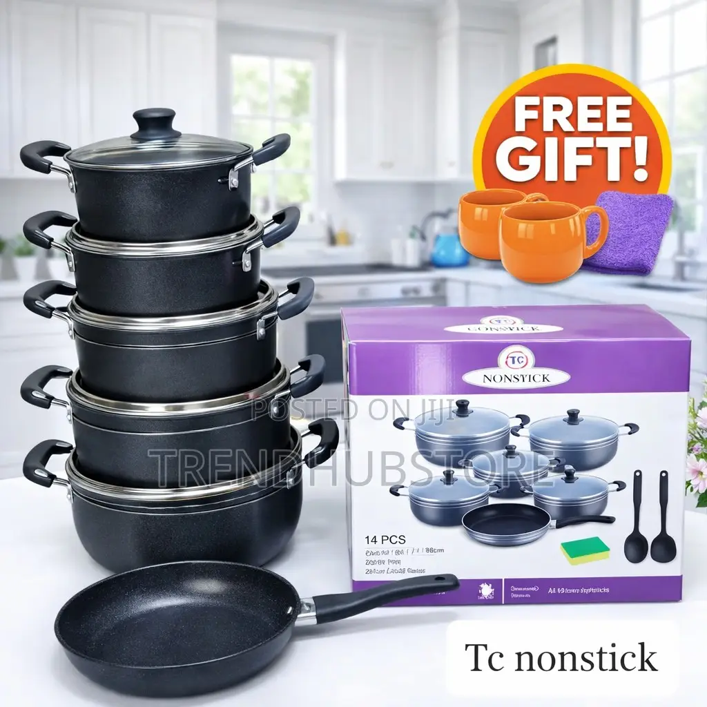 TC Premium 14PCS Granite Non-Stick Cooking Pot Set + FREE Gift