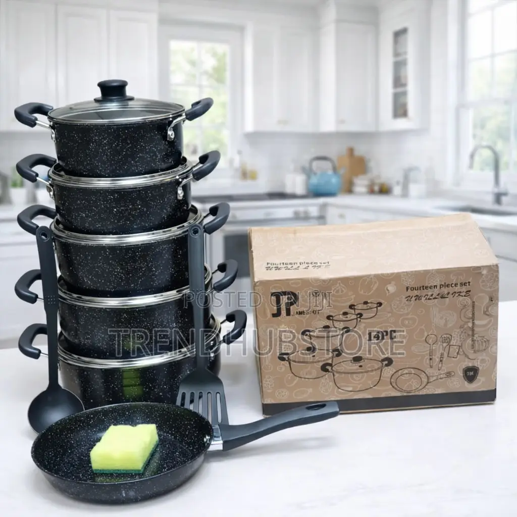 14PCS Heavy Non-Stick Granite Cooking Pot Set + FREE Gift