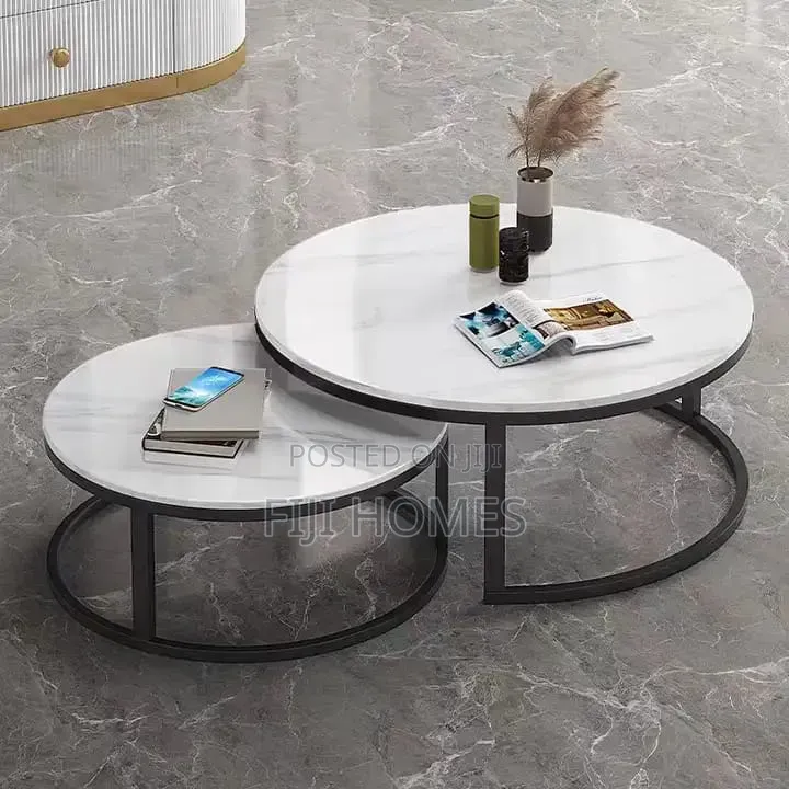 Pure Marble Nesting Tables Set | White | 2pc