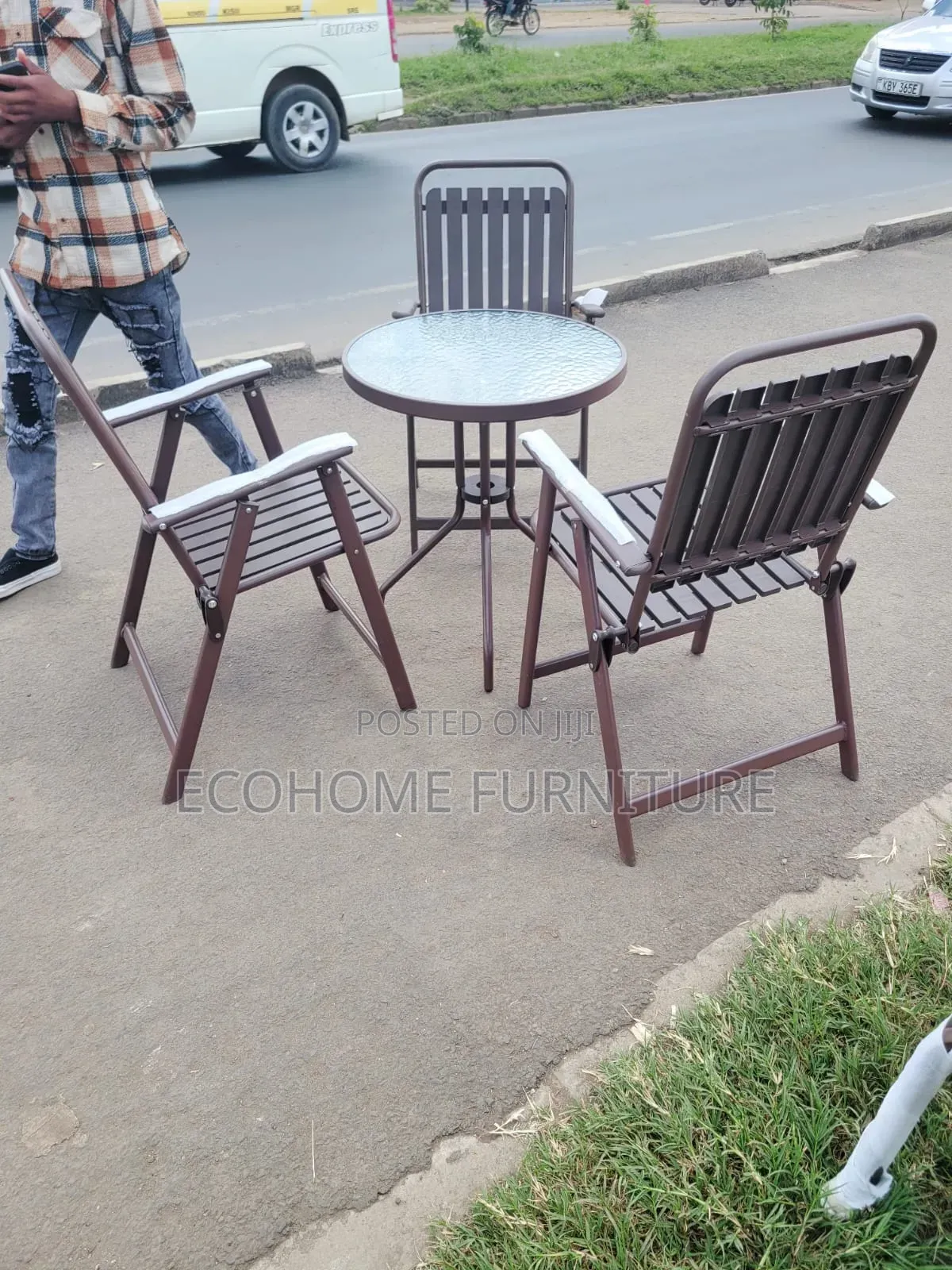 3-Seater Outdoor Bistro Set – Folding Patio Table Chairs