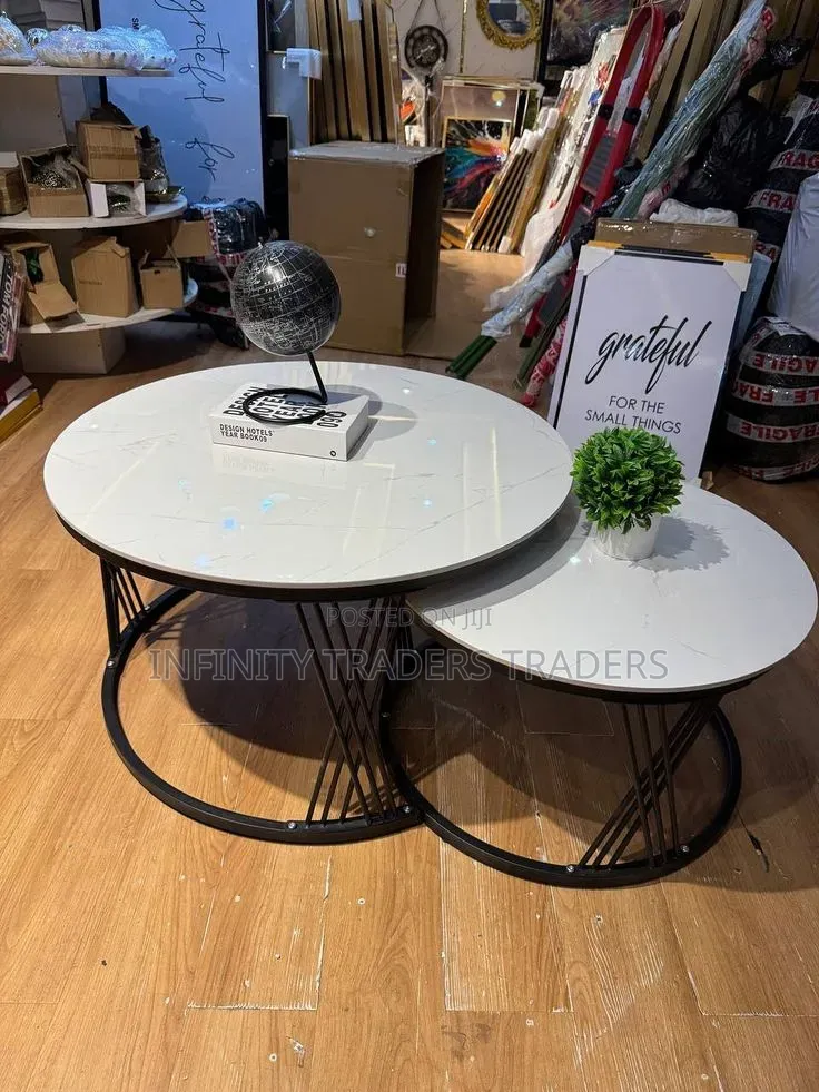 Modern Luxury 2in1 Pure Marble Nesting Tables
