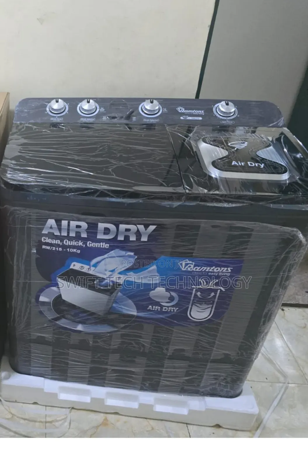 Washing Machine 10kg Ramtons Twins Tub Black