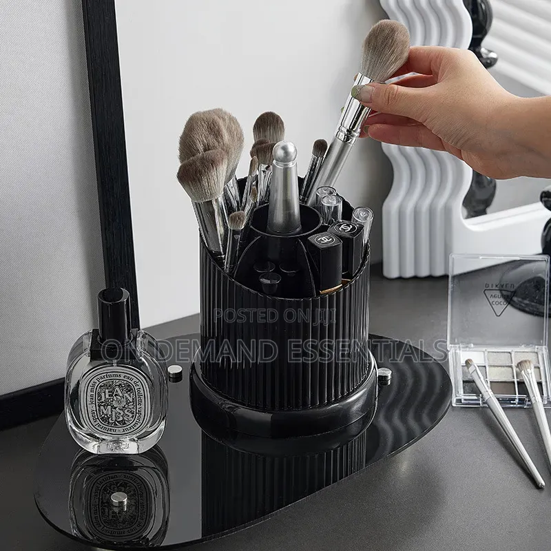 *Desktop Makeup Brush Storage Bucket Cup Holder With Lid