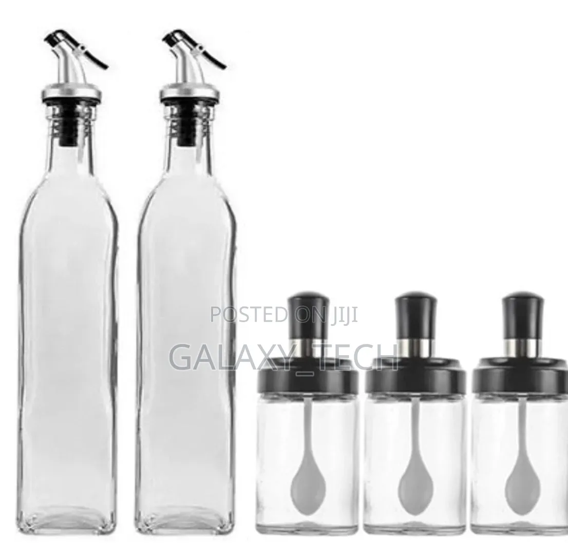 5pc Glass Oil Bottles Kitchen Set(2×600ml,3×200ml)