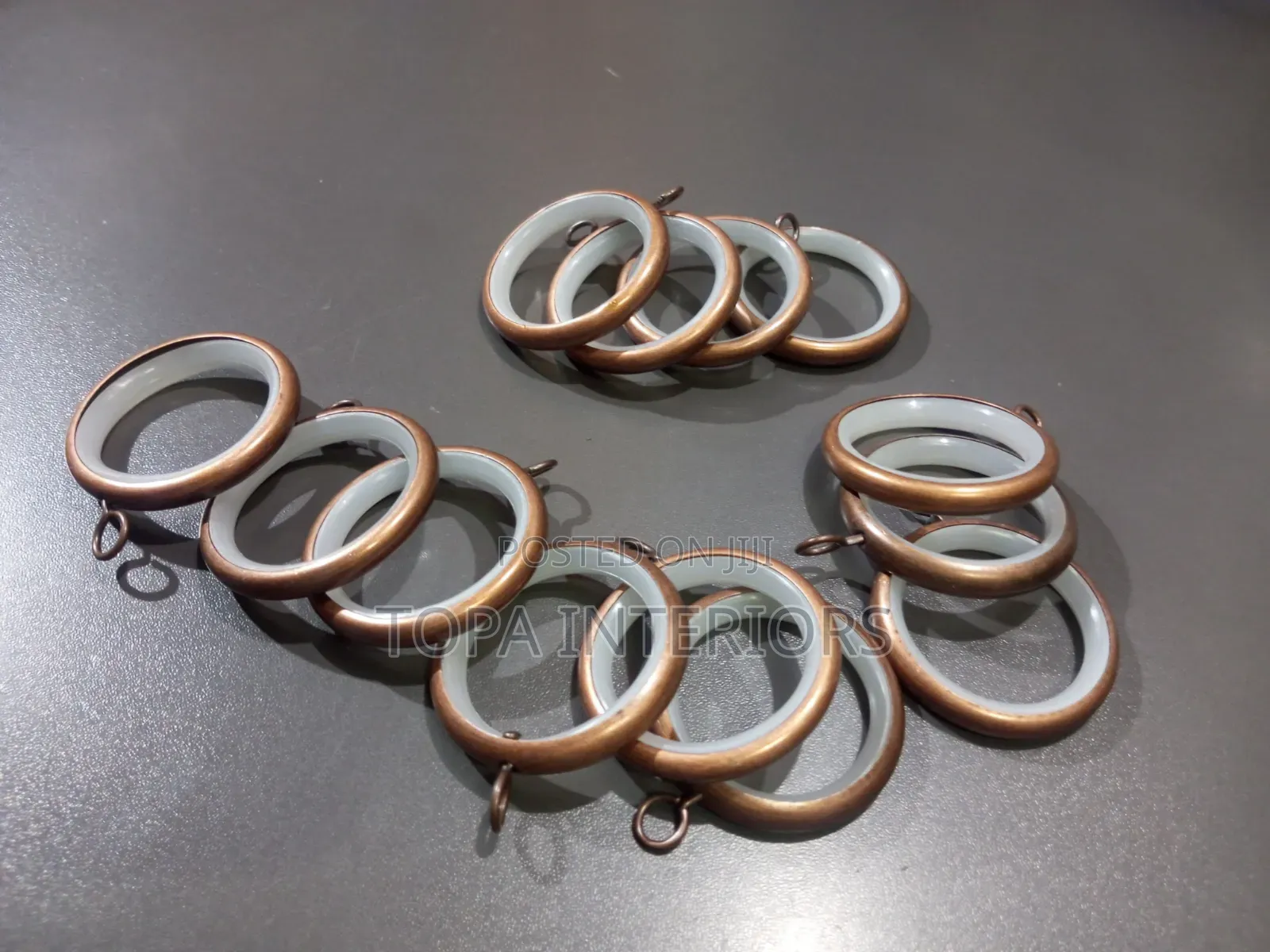 Brown DRAPERY METAL CURTAIN RINGS Without Plastic Rubber