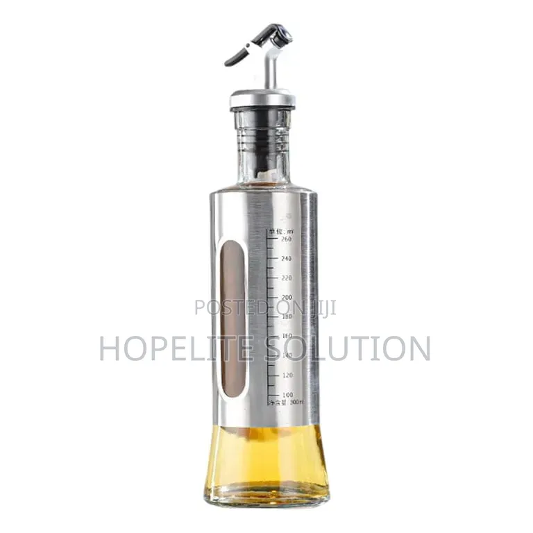 300ml Glass Oils Dispenser Bottle With Stainless Steel Metal Cover