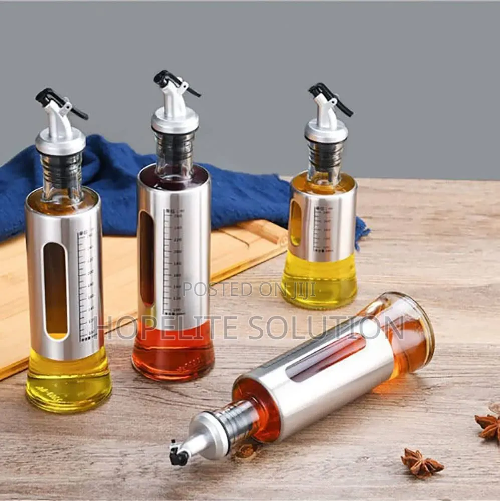 300ml Glass Oils Dispenser Bottle With Stainless Steel Metal Cover