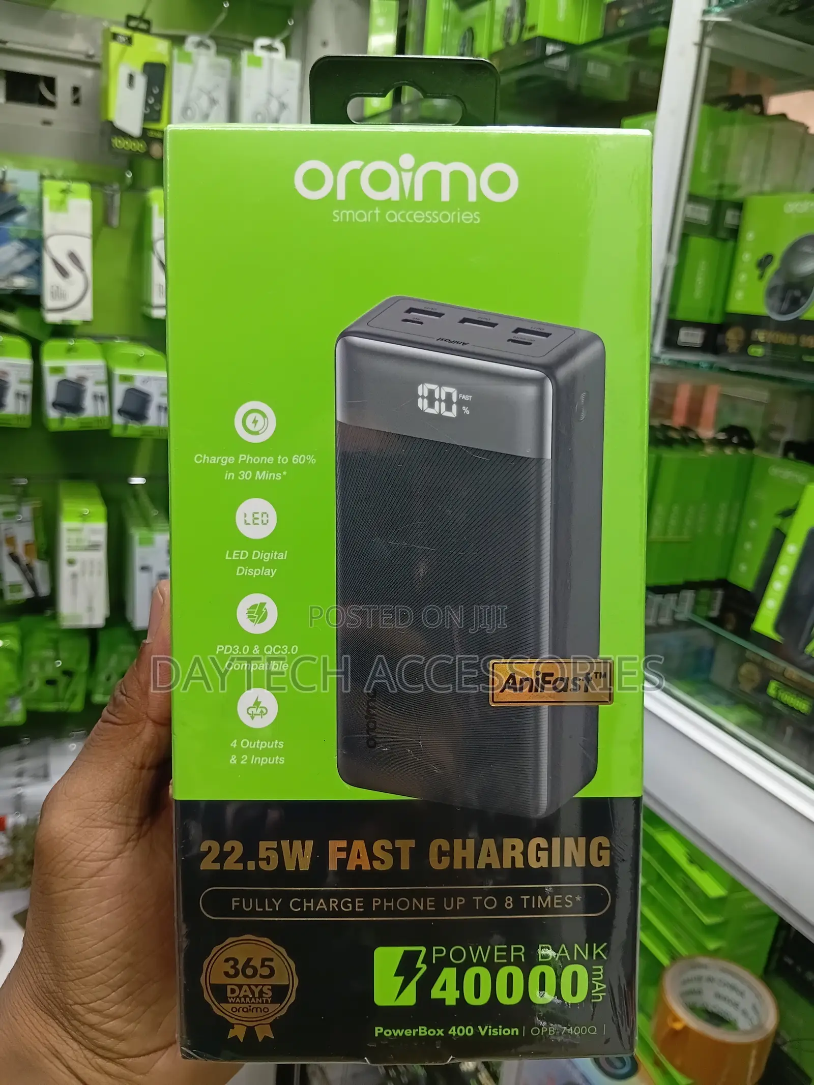 Oraimo 40,000mAh 22.5W Fast Charge Power Bank-Opb-7400q.