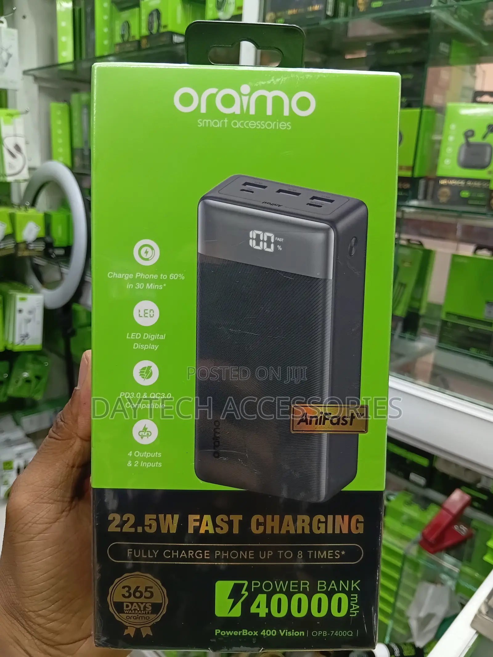Oraimo 40,000mAh 22.5W Fast Charge Power Bank-Opb-7400q.