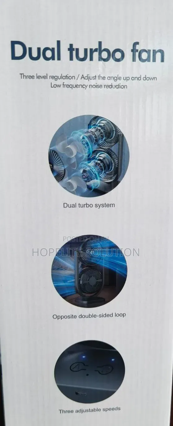 Vertical Double Head 3 Speed Rechargeable Duo Turbo Fan