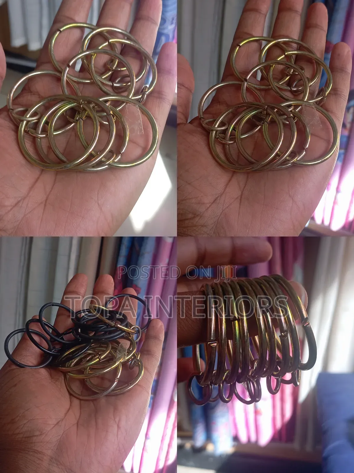 Brass Colour Metallic Curtain Rings Without Plastic Rubber