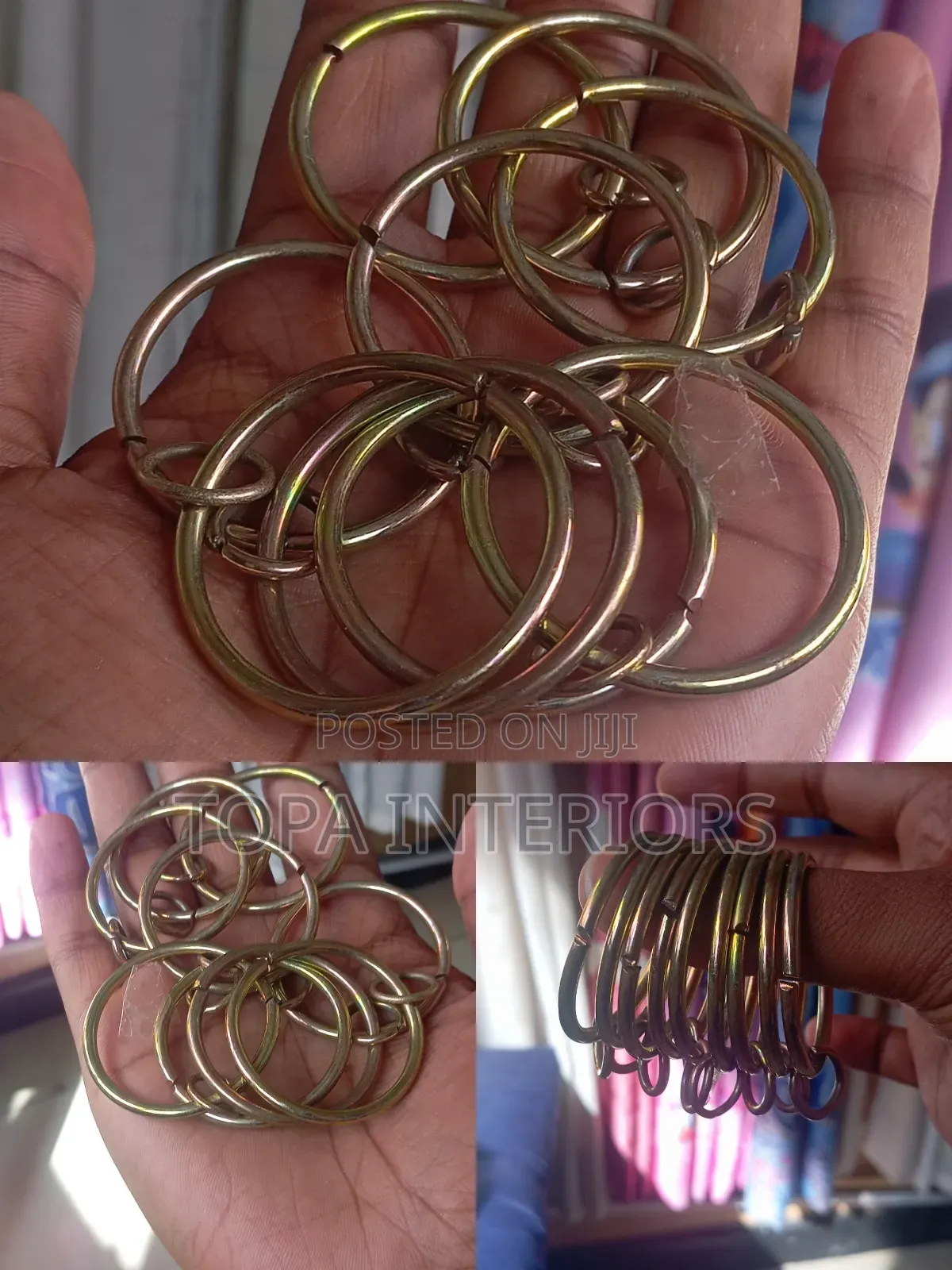 Brass Colour Metallic Curtain Rings Without Plastic Rubber
