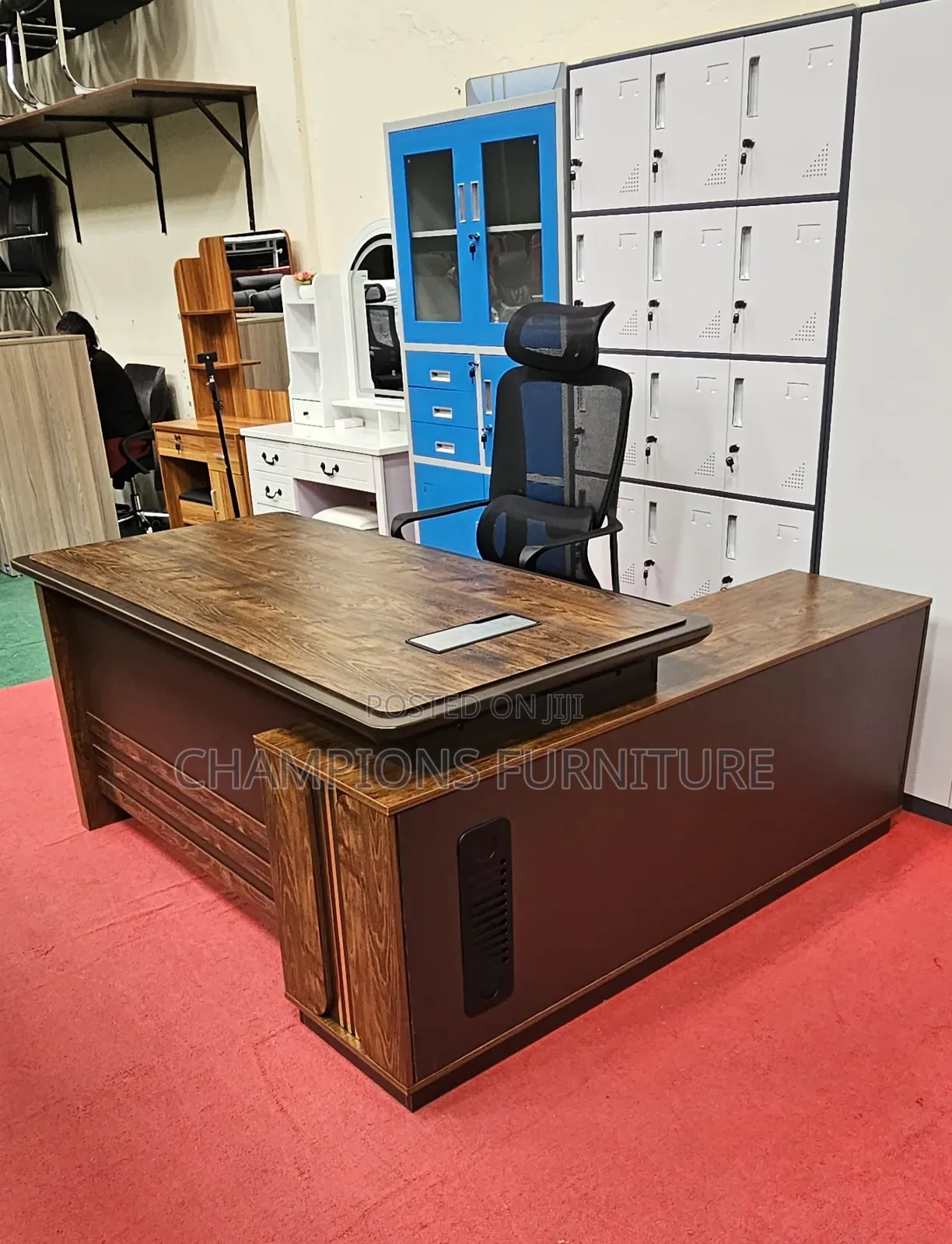 1.6M Brown L-Shaped Office Desk