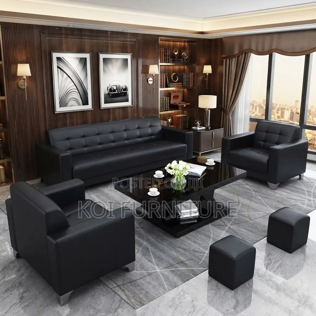 Office Sofa; 1-Seater Reception Office Meeting Sofa (Black)