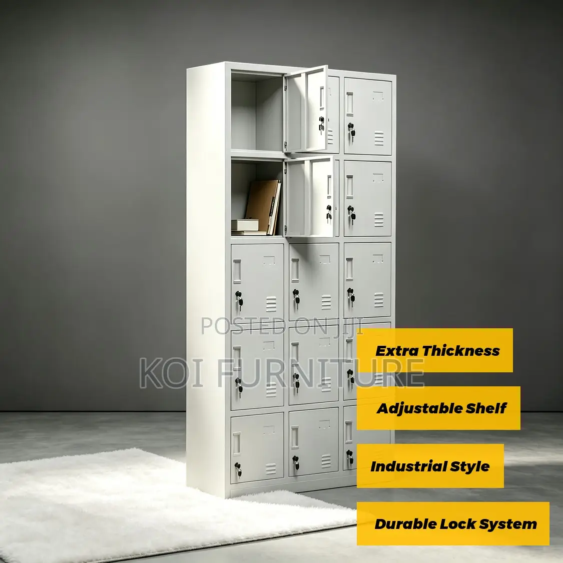 Office Cabinet; 15 Lockers Heavy Duty Steel Modern Office Cabinet