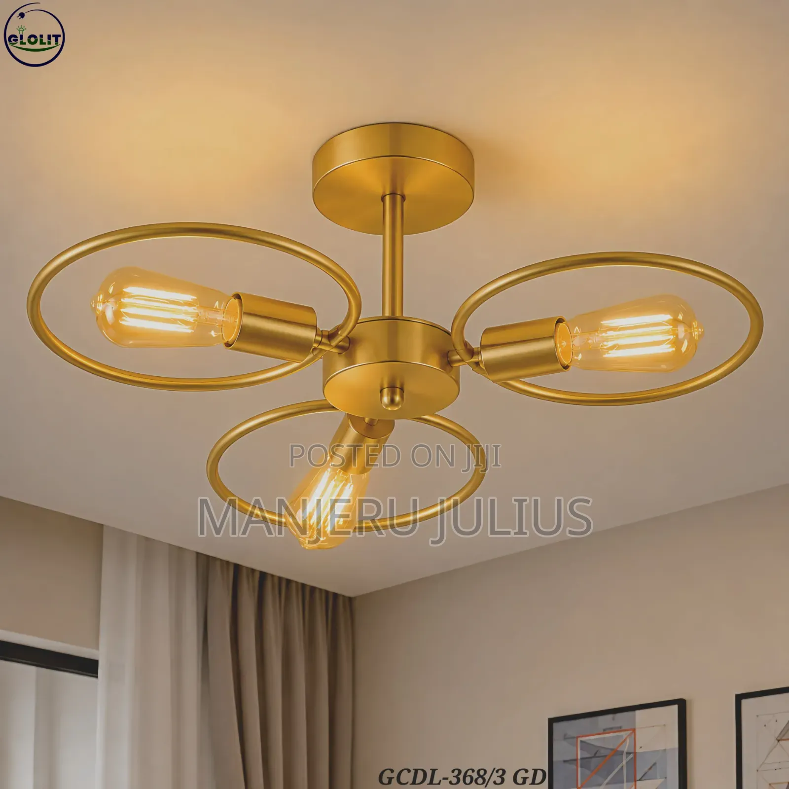 Triple Gold-Ring Chandelier