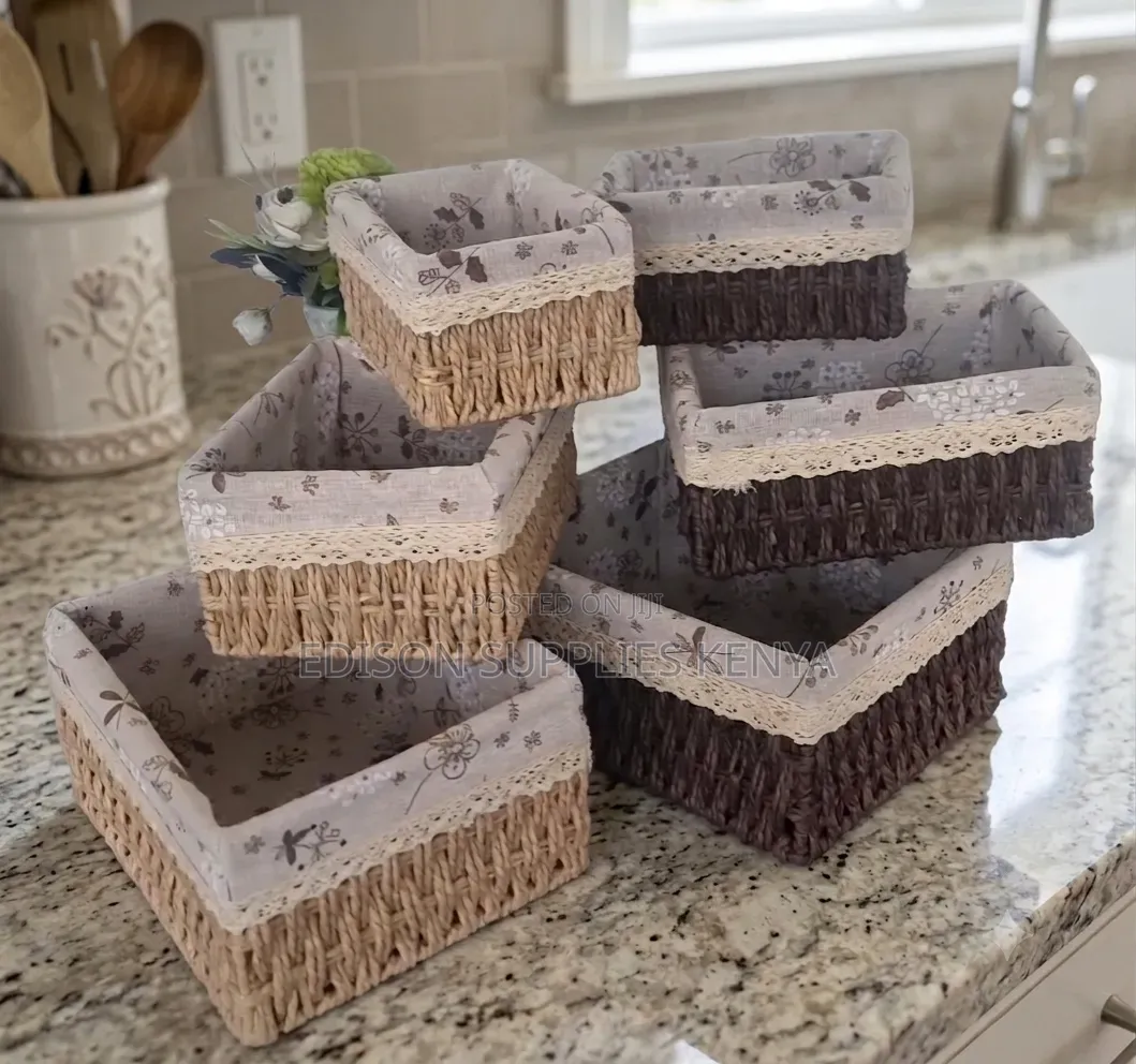 Woven Basket Storage Organizer Set of Three
