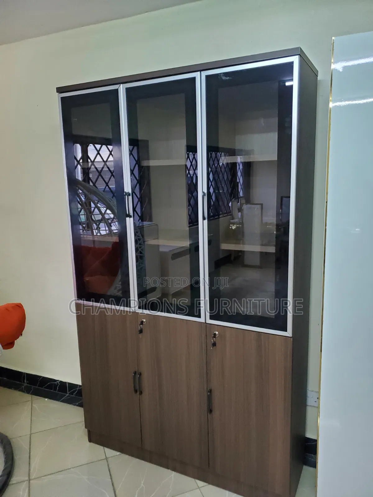 3-Door Wooden Filing Cabinet