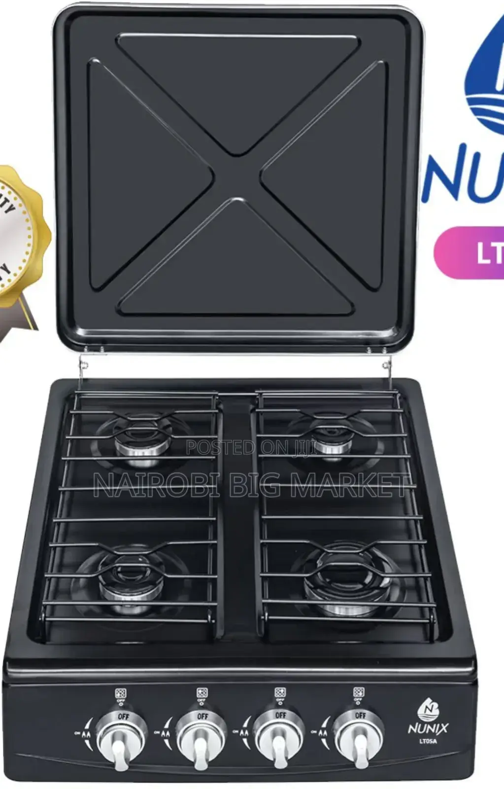 Autoignition Black Nunix 4 Full Gas Cooker Table Top