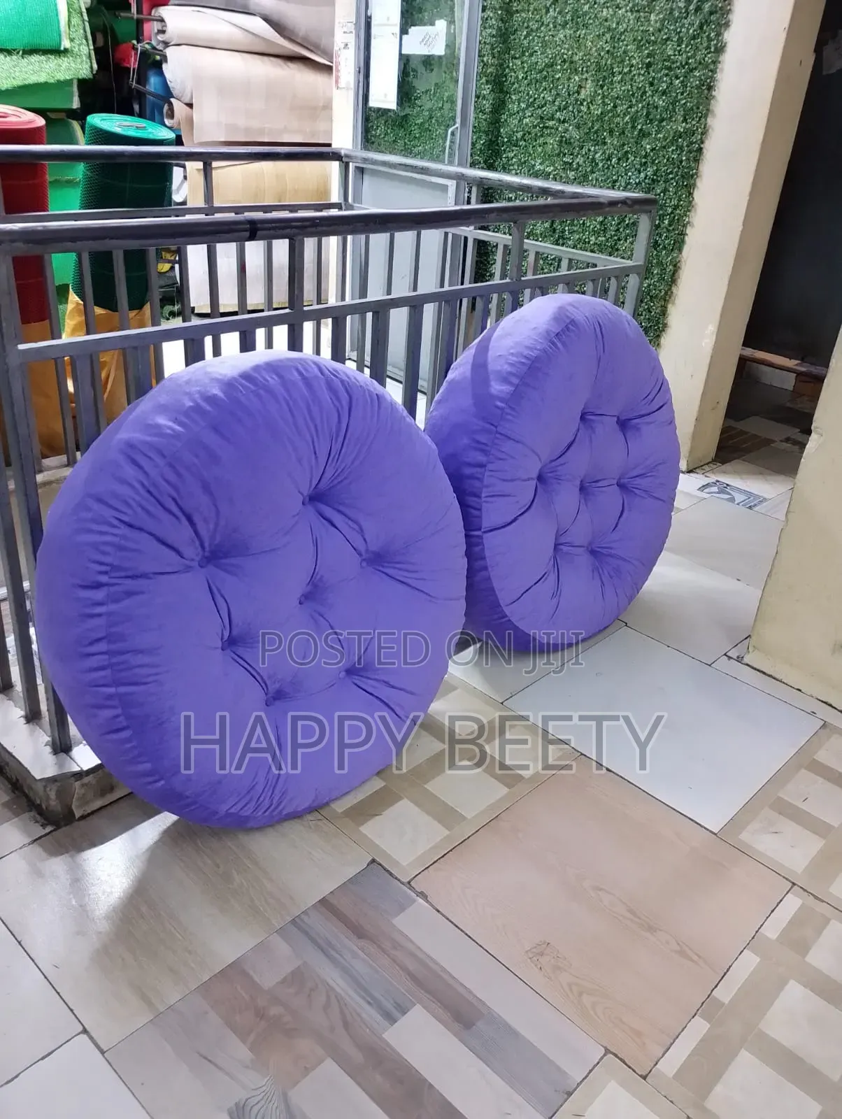Lilac Purple Puffy Floor Cushion