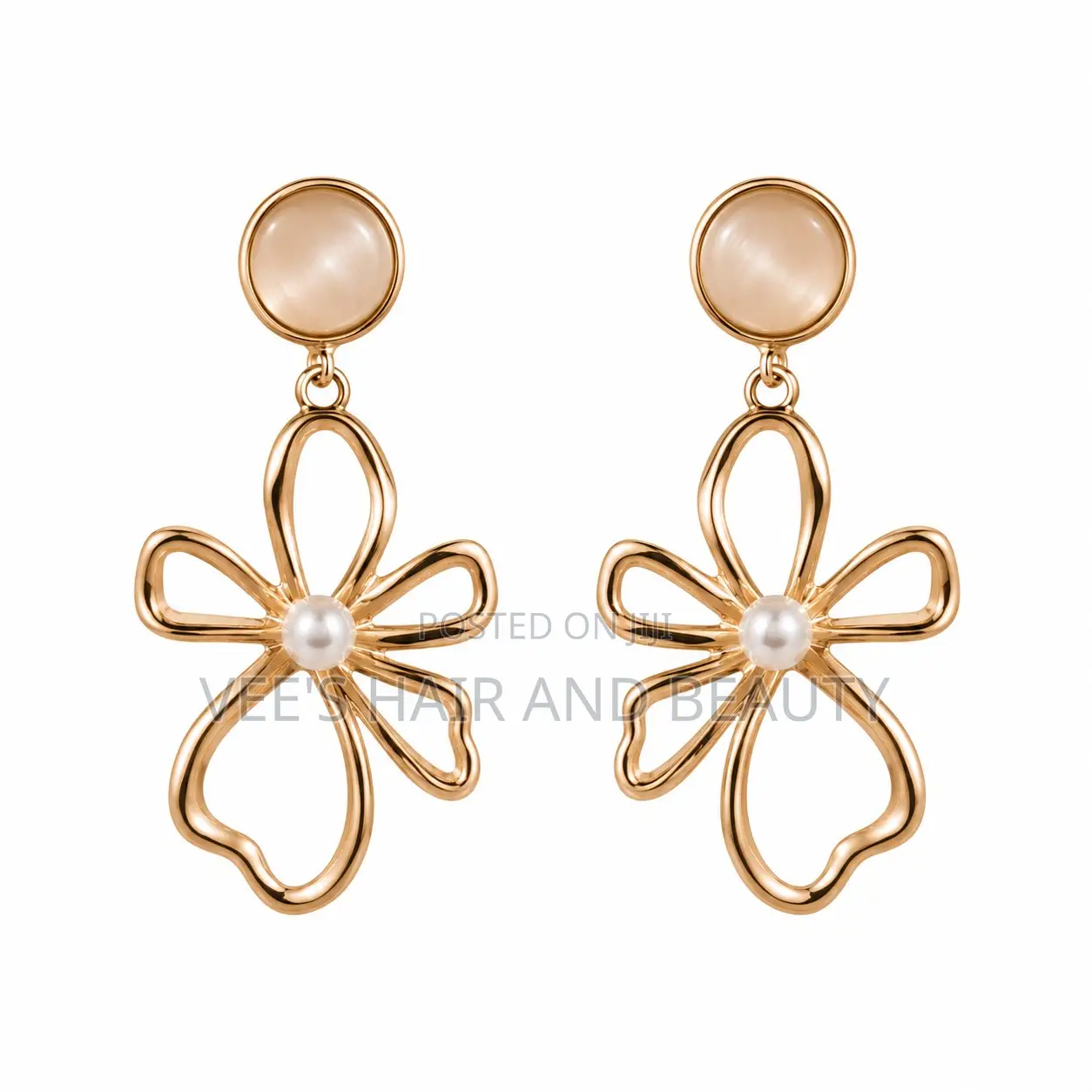 Modern Gold Floral Pearl Earrings | Statement | Women's Jewelry