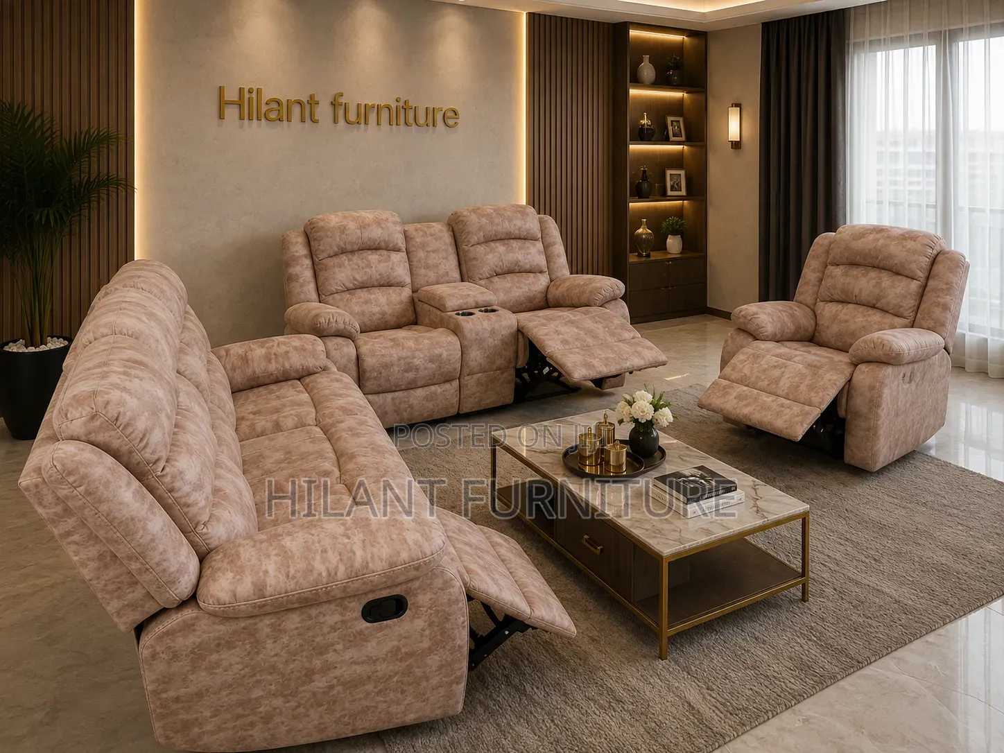 Cream 6 Seater Imported Recliner Sofa