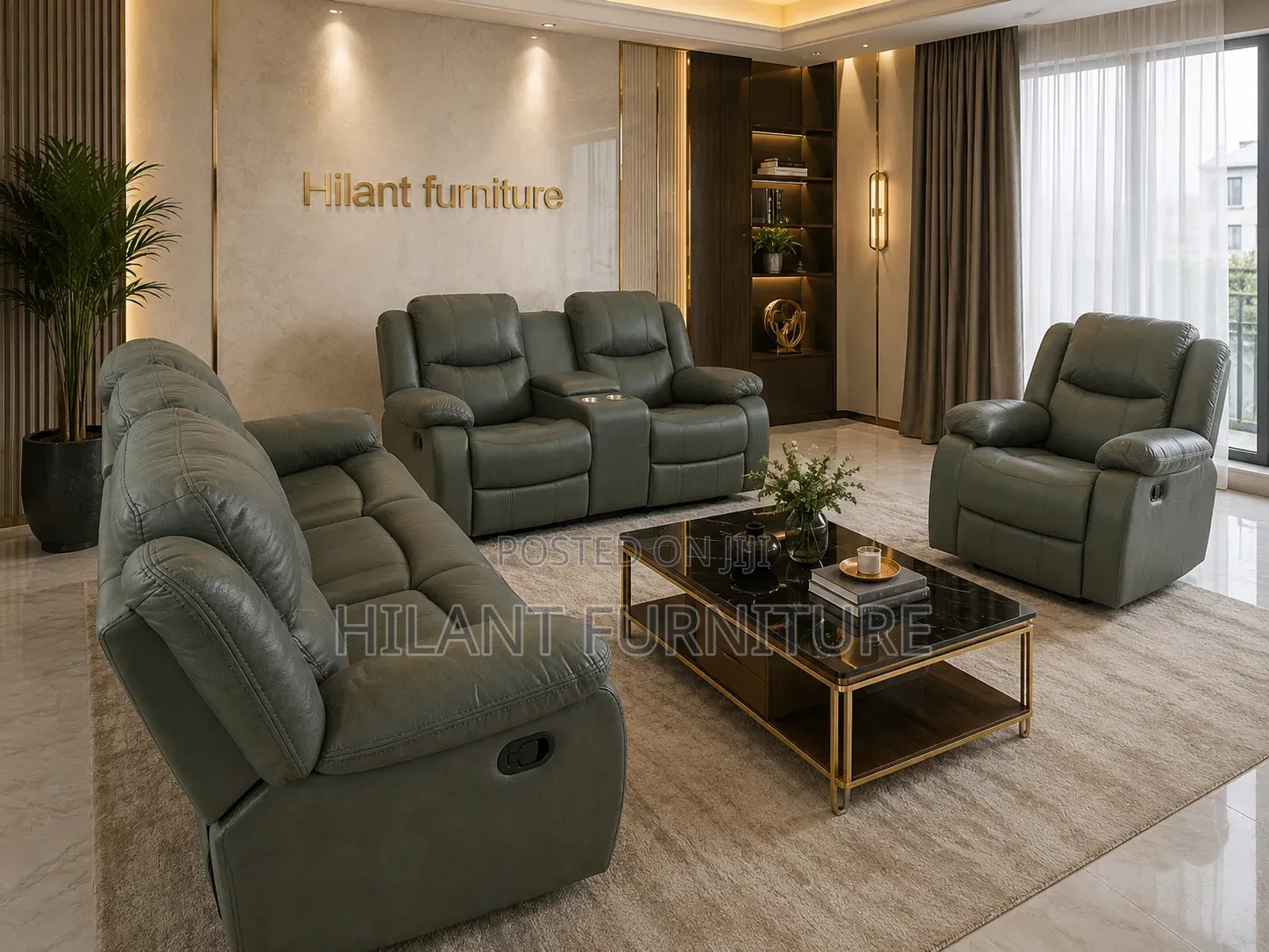 Green 6 Seater Recliner Sofa