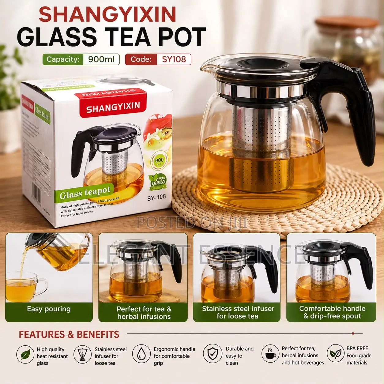 Glass Tea Pot -900ml