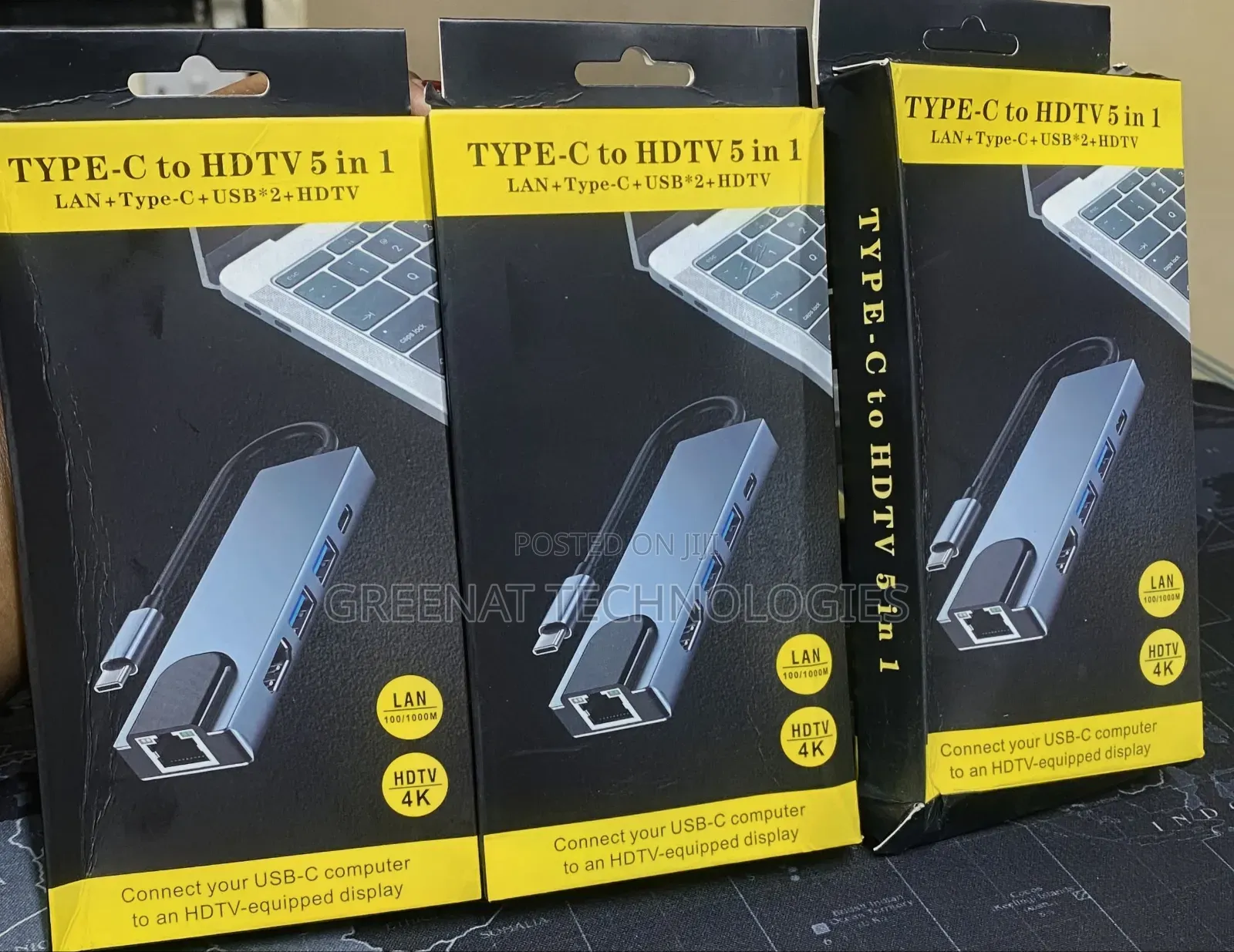 5 in 1 Type-C Hub - LAN + HDTV + USB + PD