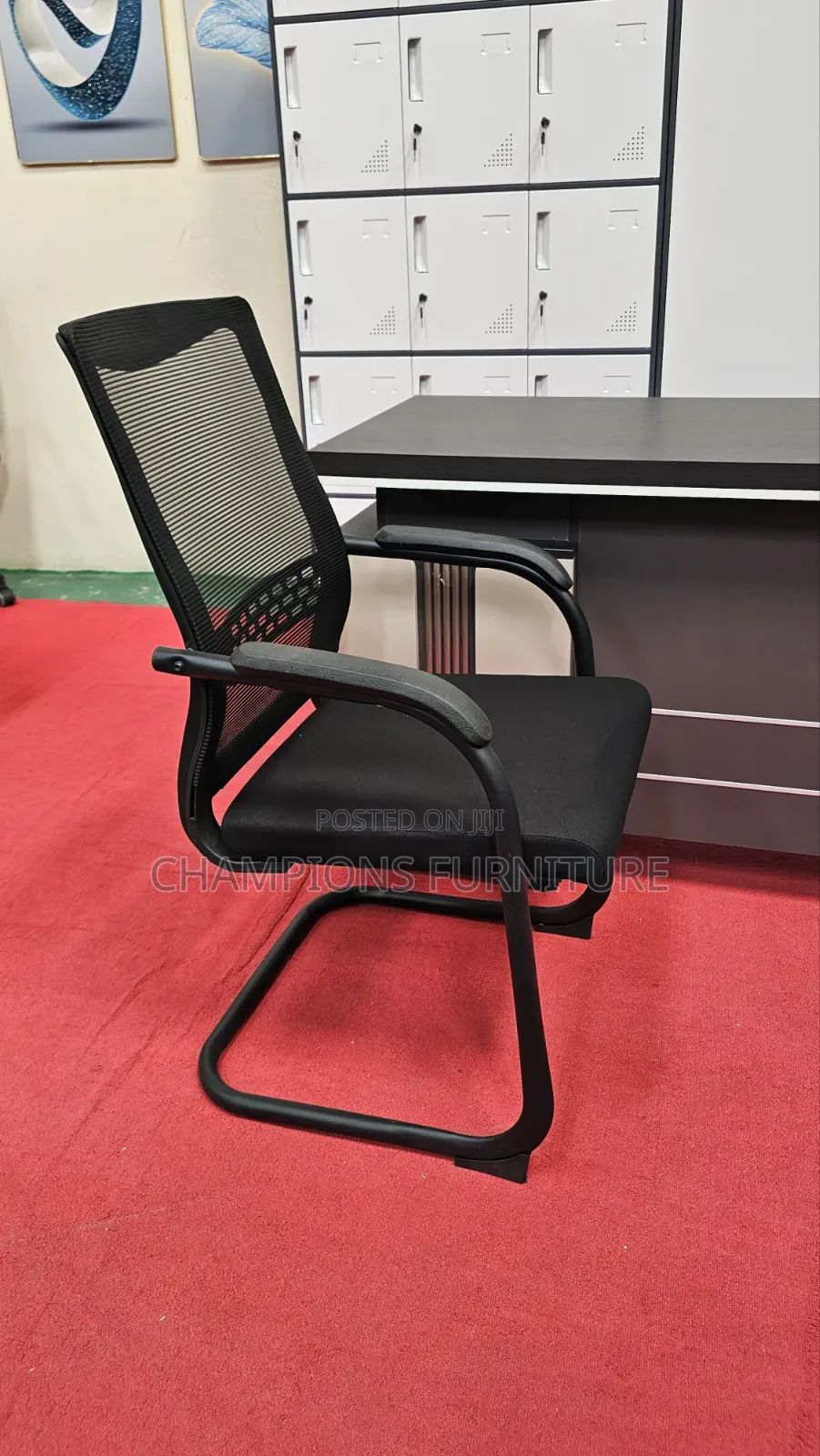Cantilever Mesh Chair With Black Legs