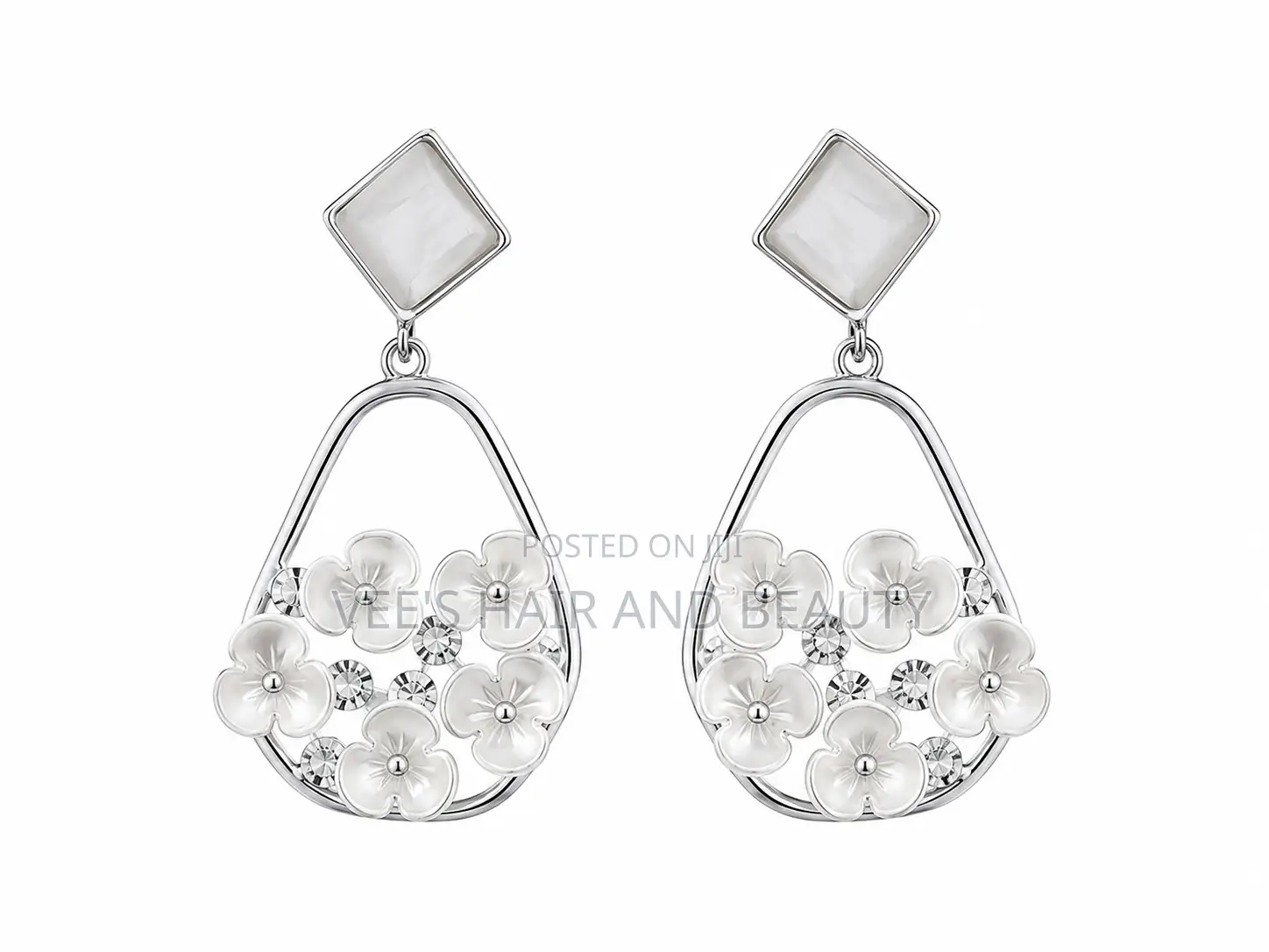 Silver Floral Earrings | Crystal Statement Earrings | Women's Jewelry