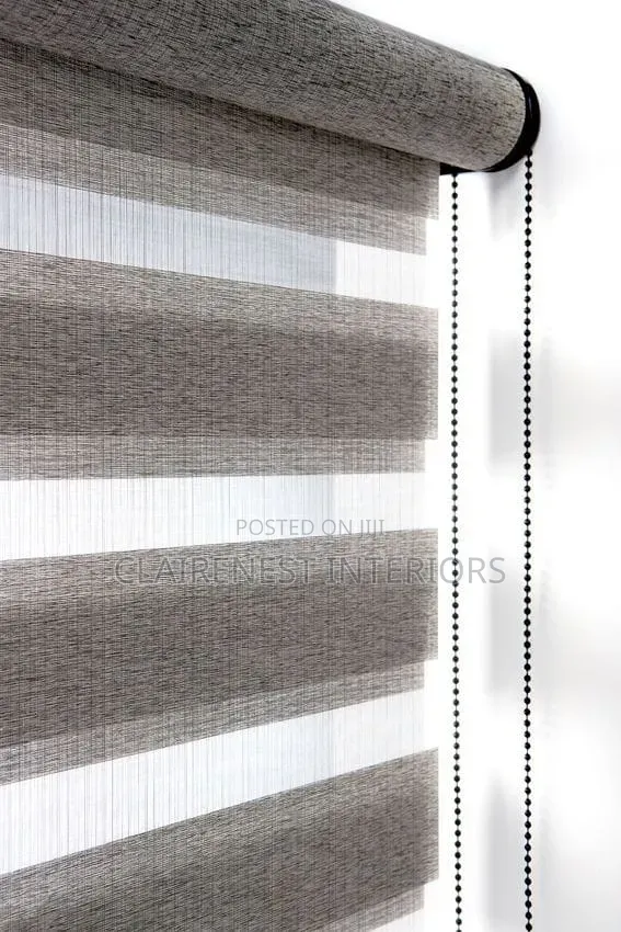 Chocolate Brown and Light Grey Office Horizontal Blinds