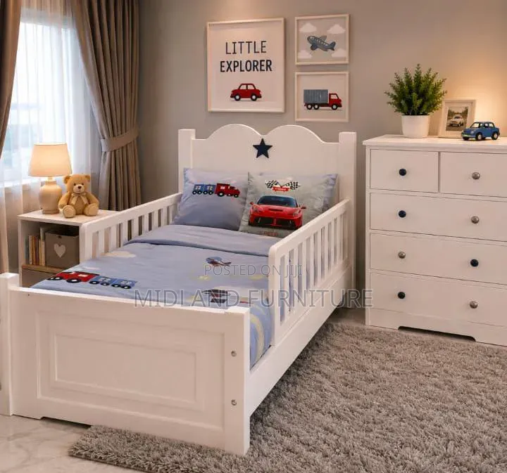 Children Single Bed With Safety Railing Pay on Delivery