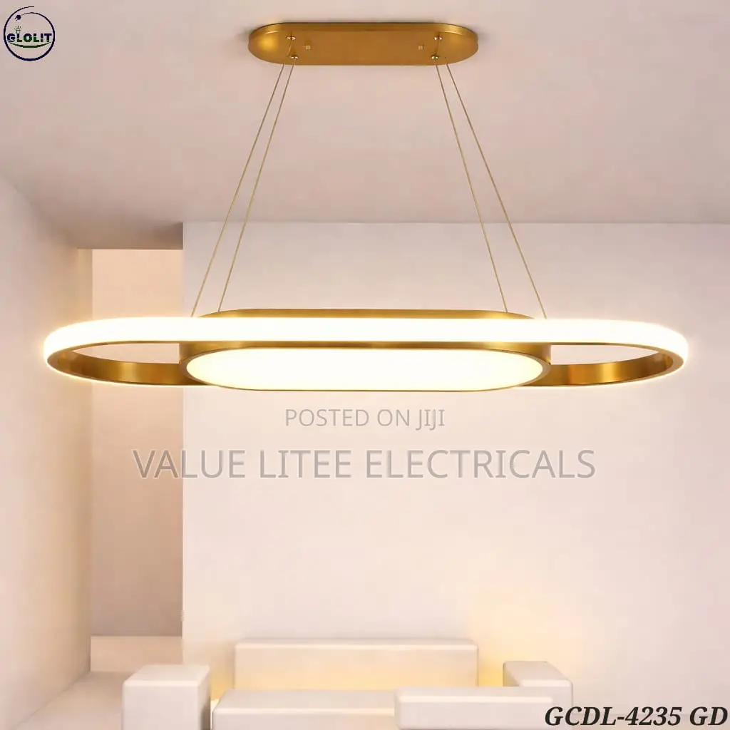 LED Chandelier Oval 2- Level Black/Gold