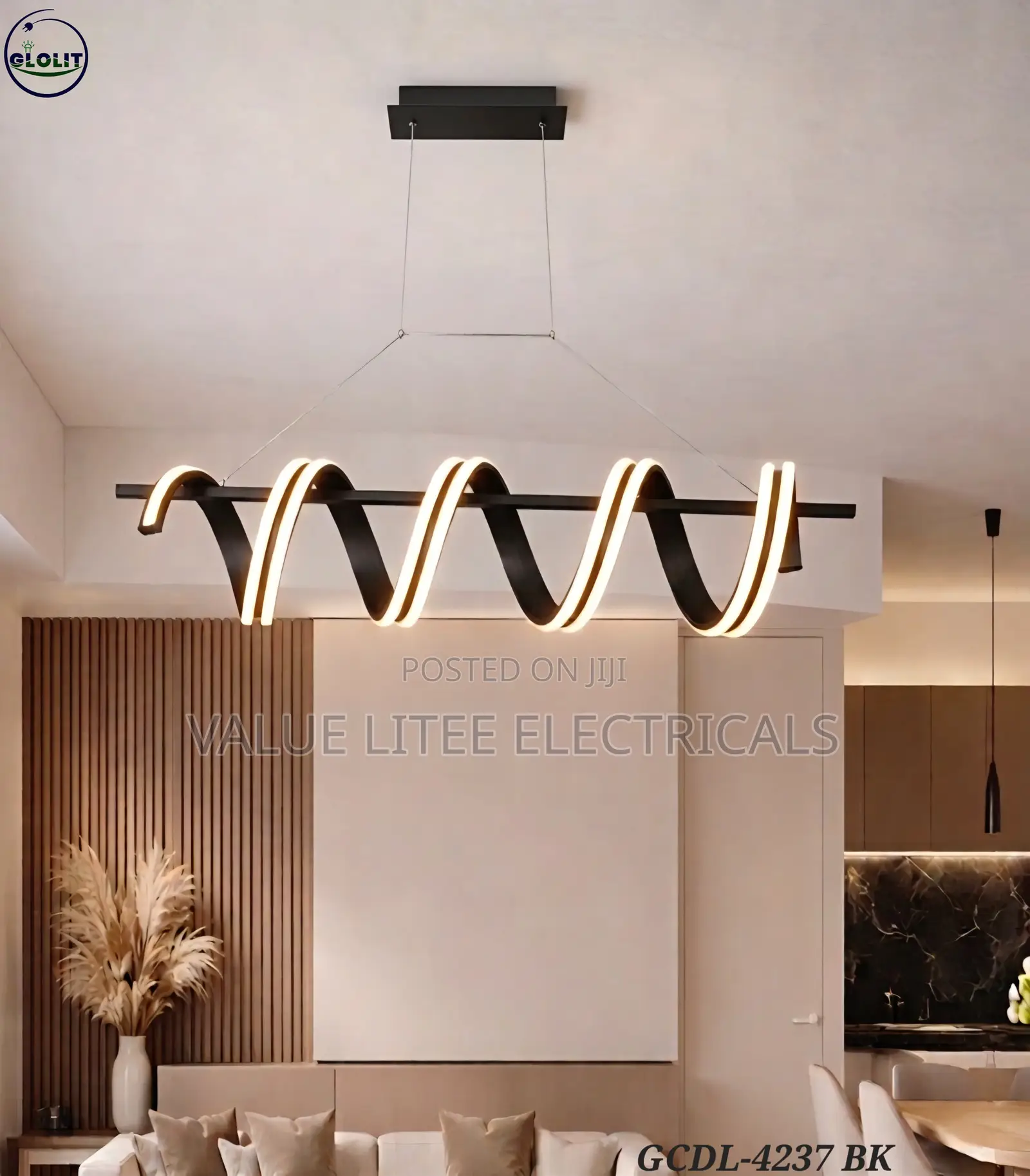LED Spiral Chandelier Black/Gold
