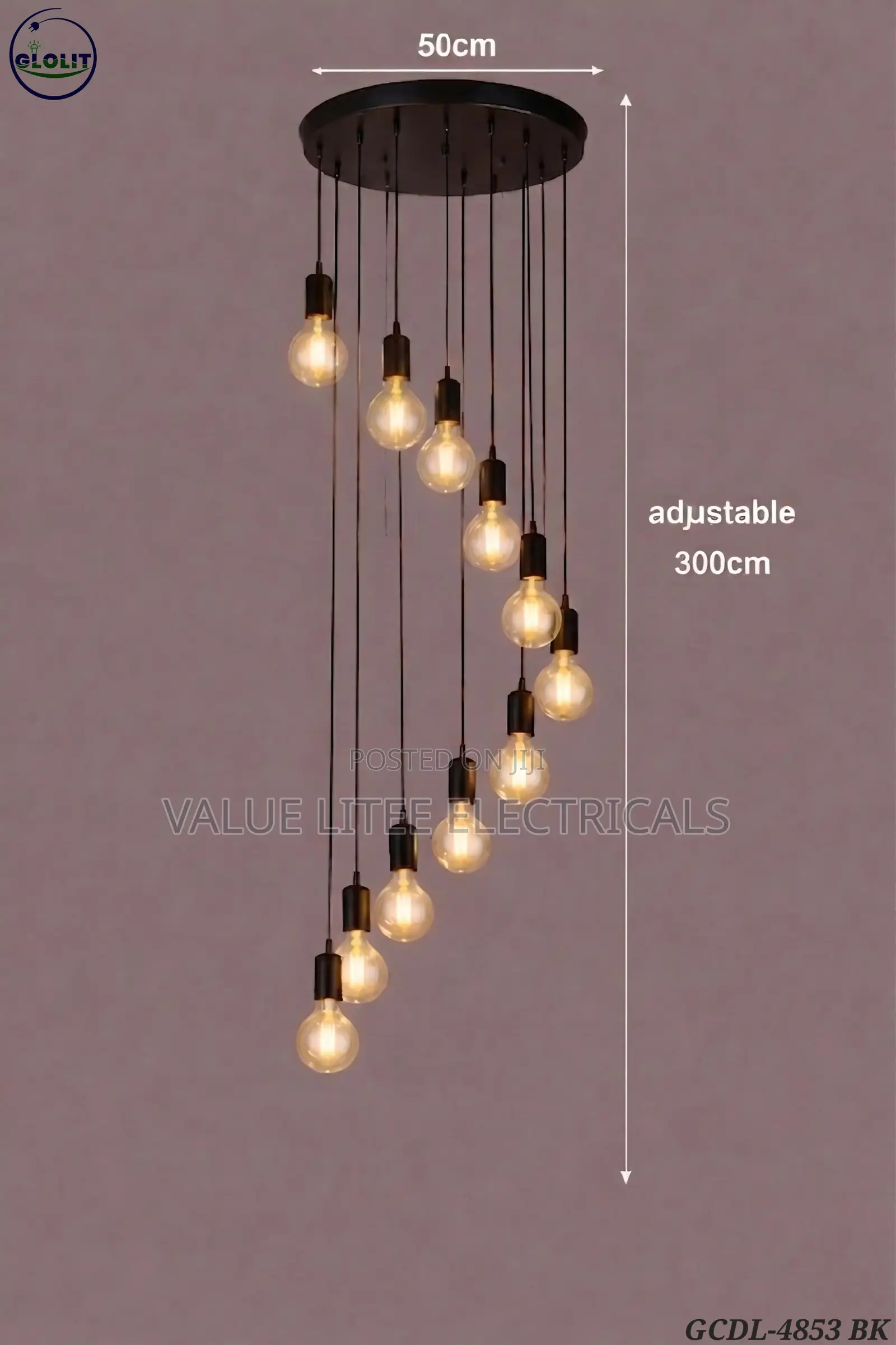 LED Staircase Chandelier Bulb Desighn Black