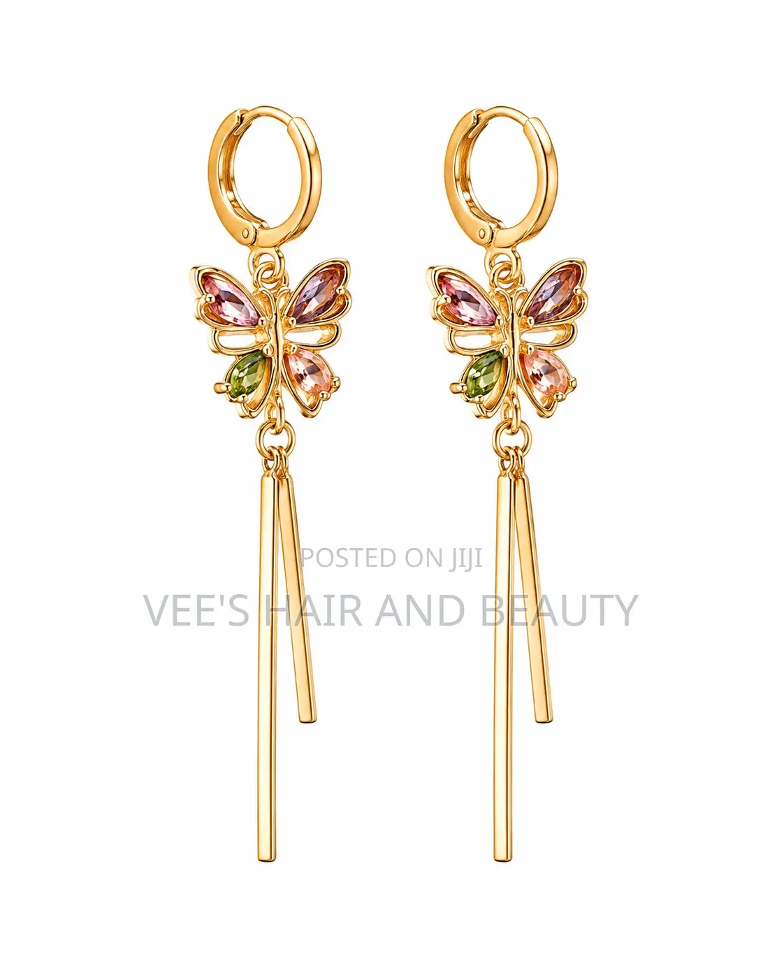 Gold Multicolour Butterfly Tassel Earrings | Women's Statement Jewelry