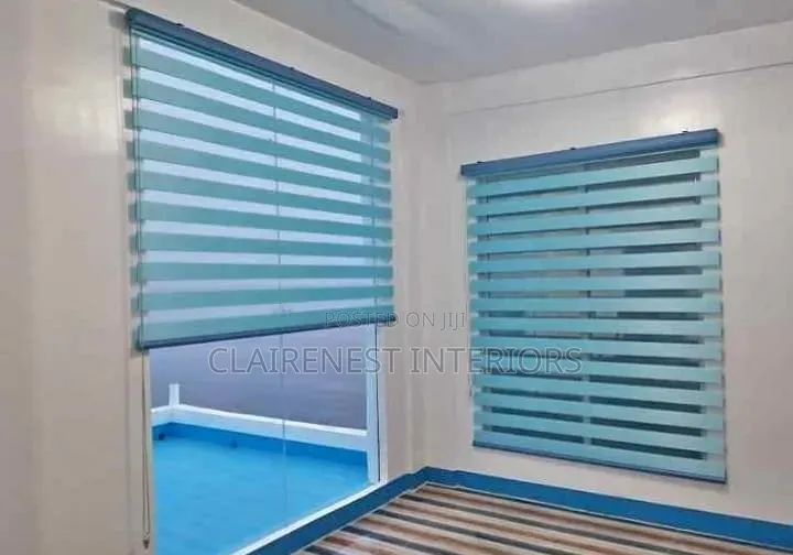 Blue and Grey Timeless Window Elegance, Horizontal Office Window Blind