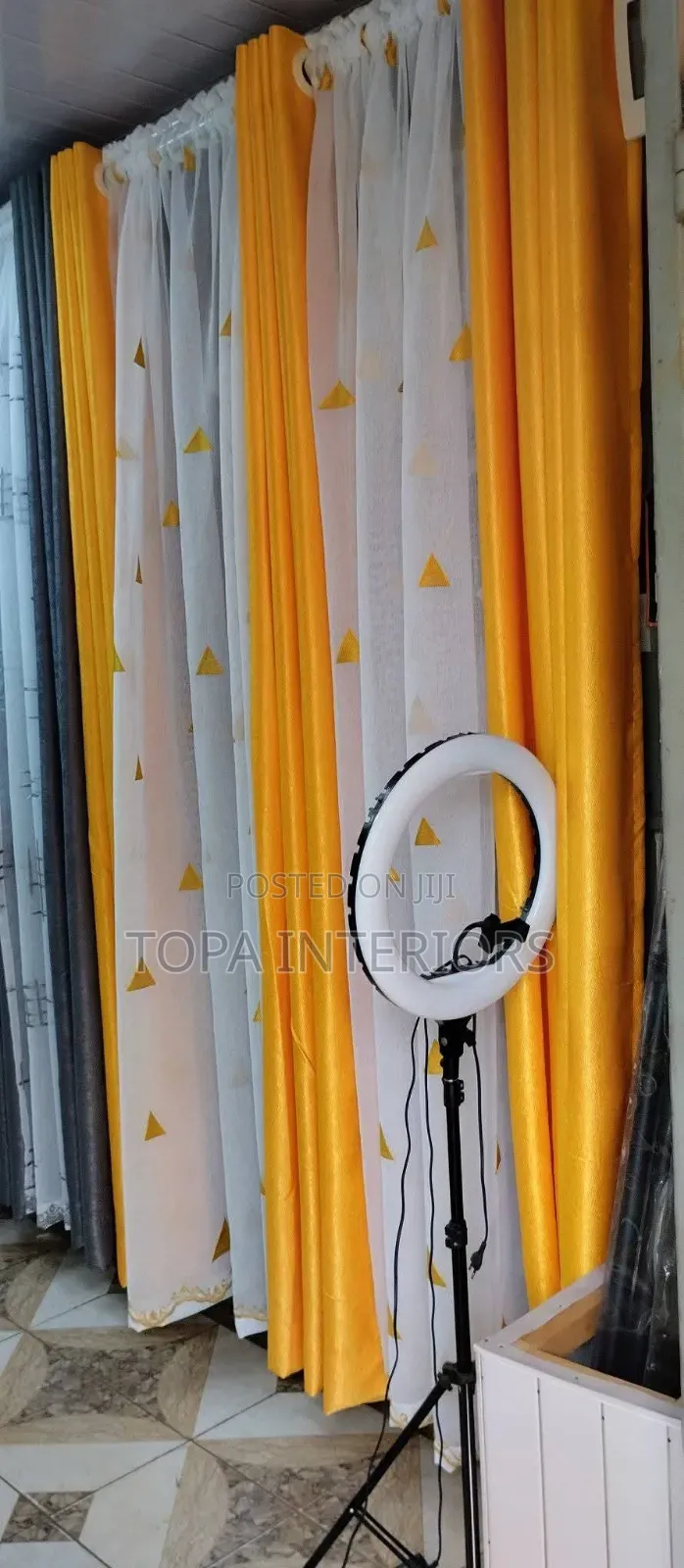 Made to Size Mustard Yellow Rings Curtains