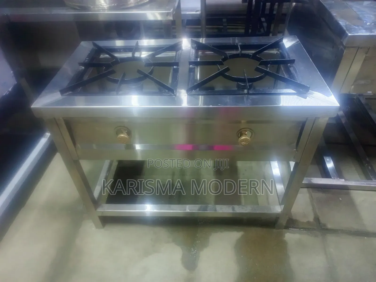 Stainless Steel Commercial Two-Burner Gas Cooker