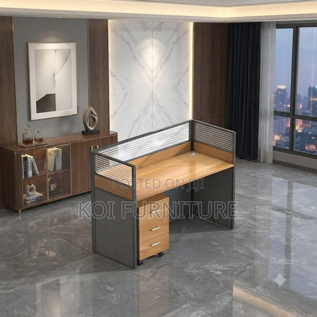 Office Workstation; Four Users Modern Orgazation Brown Workstation