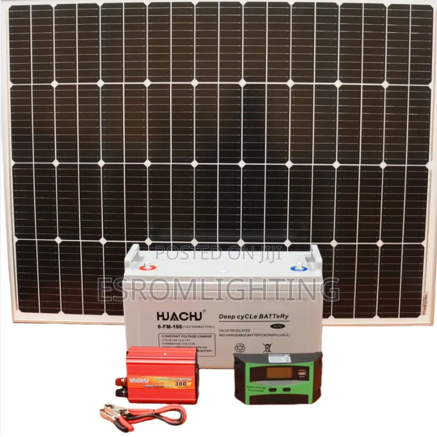 Huachu12V 100AH Solar Kit 120W Solar Panel + 300W Inverter+Gel Battery