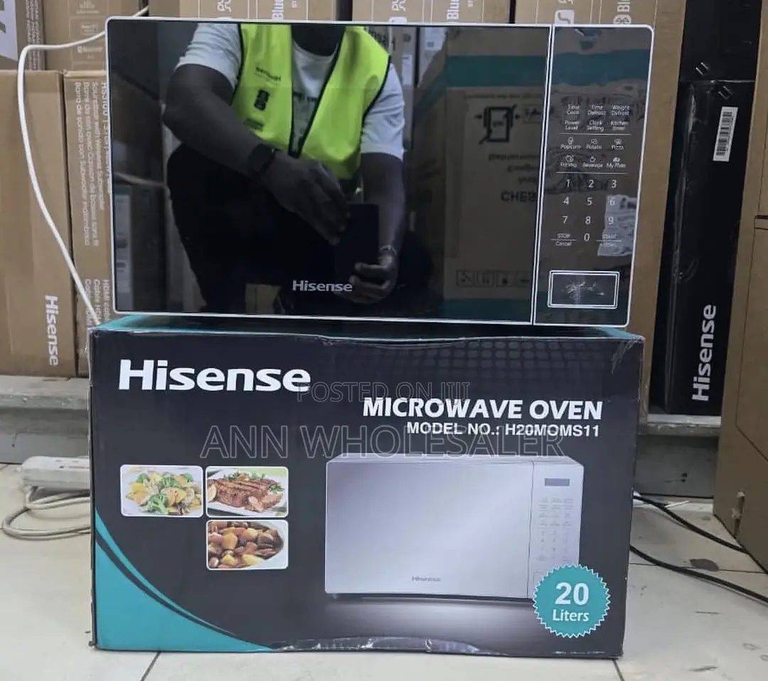 Silver and Black Hisense Digital Microwave H/76