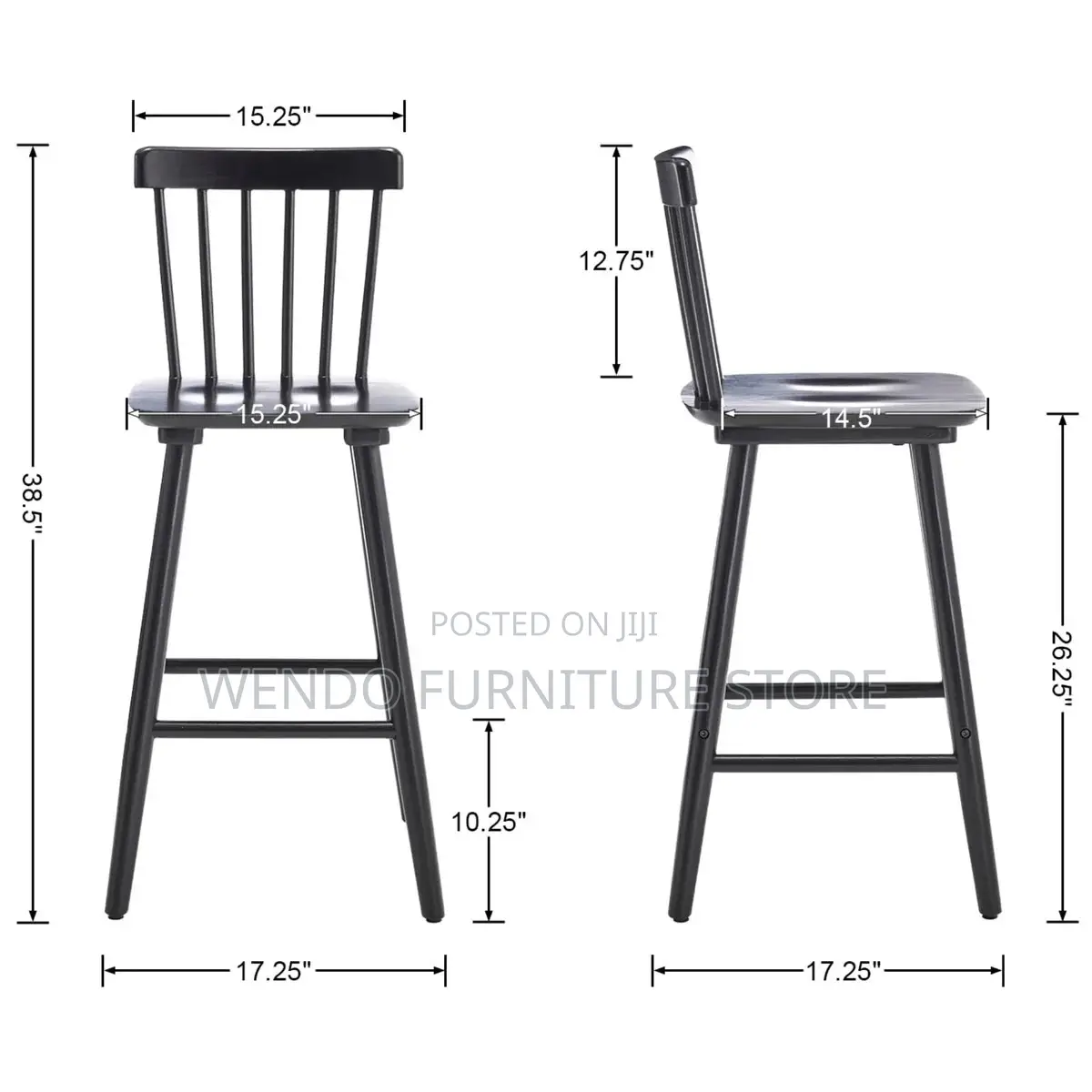 Barstool; Armless Black Eames Barstool Style