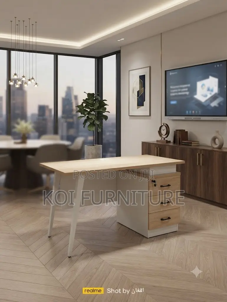 Office Desk; 120cm Executive Home Offices Lockable Brown Desk
