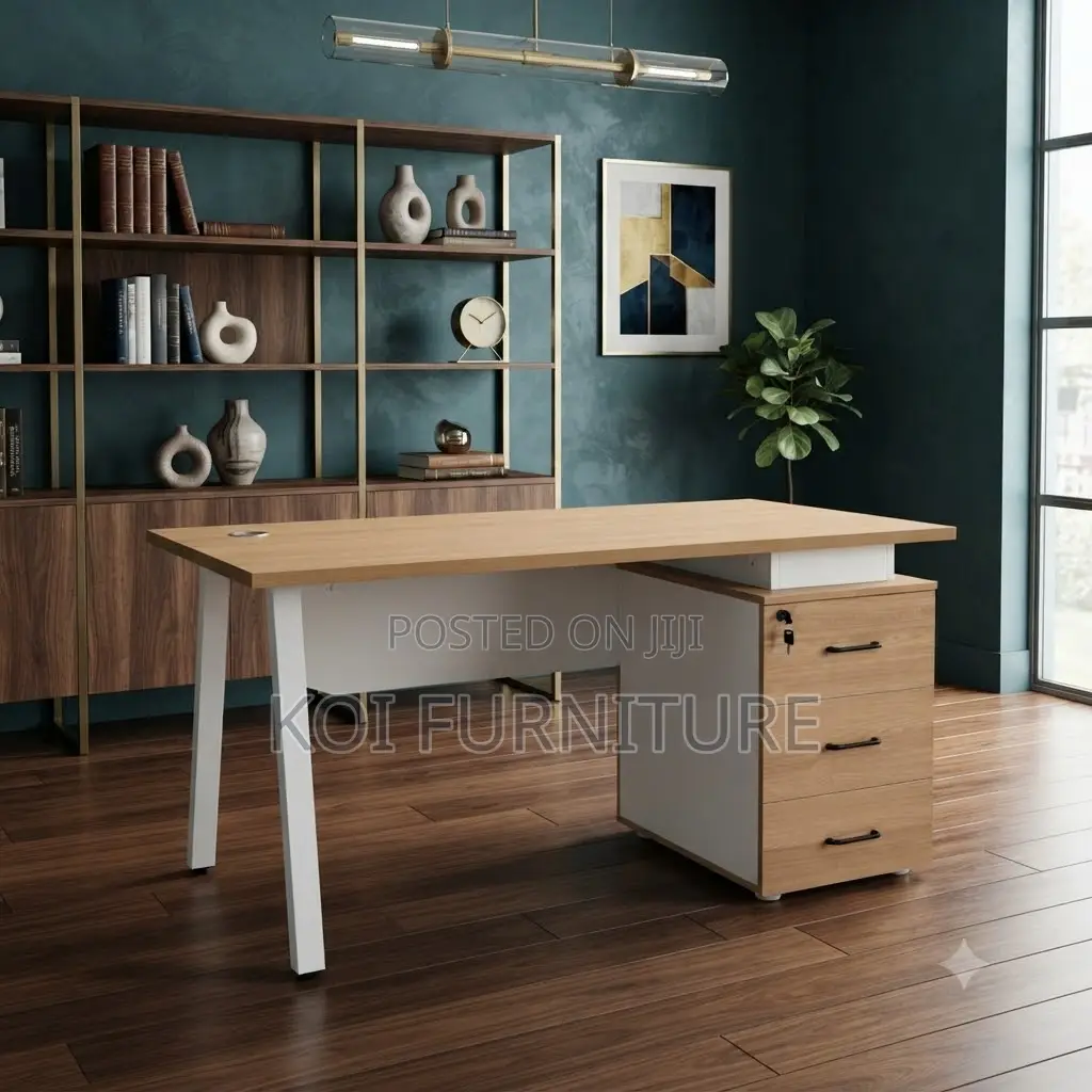Office Desk; 120cm Executive Home Offices Lockable Brown Desk