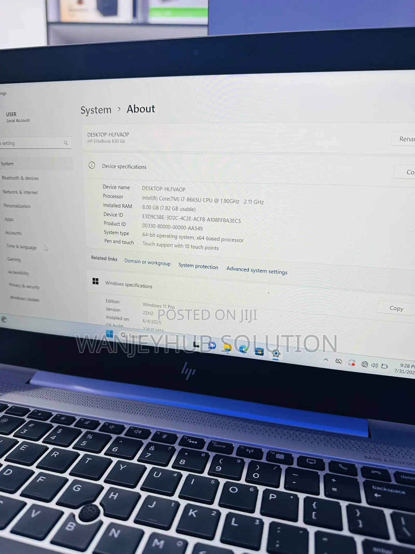 Laptop HP EliteBook 830 G6 8GB Intel Core i7 SSD 256GB